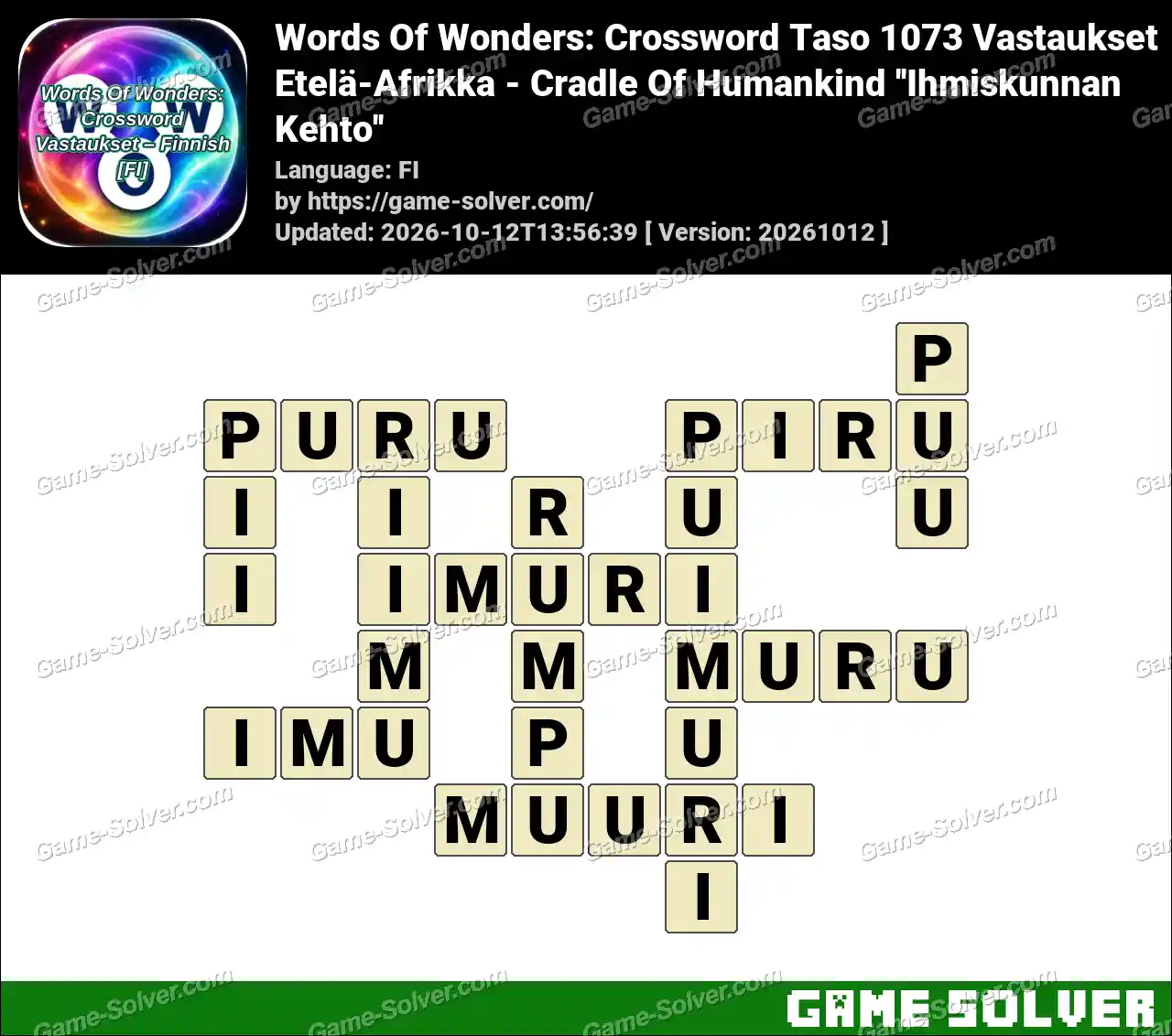 Words Of Wonders: Crossword Taso 1073 Vastaukset – Etelä-Afrikka – Cradle Of Humankind ”Ihmiskunnan Kehto”